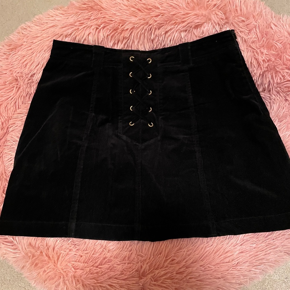 Design Lab Black Corduroy lace up skirt